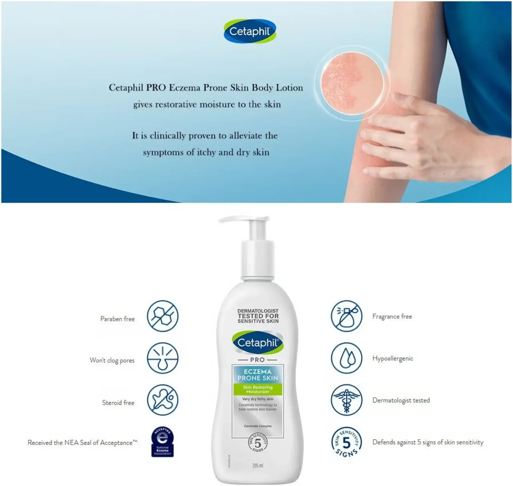 Cetaphil Pro Eczema-Prone Skin Restoring Moisturising Lotion 295ml