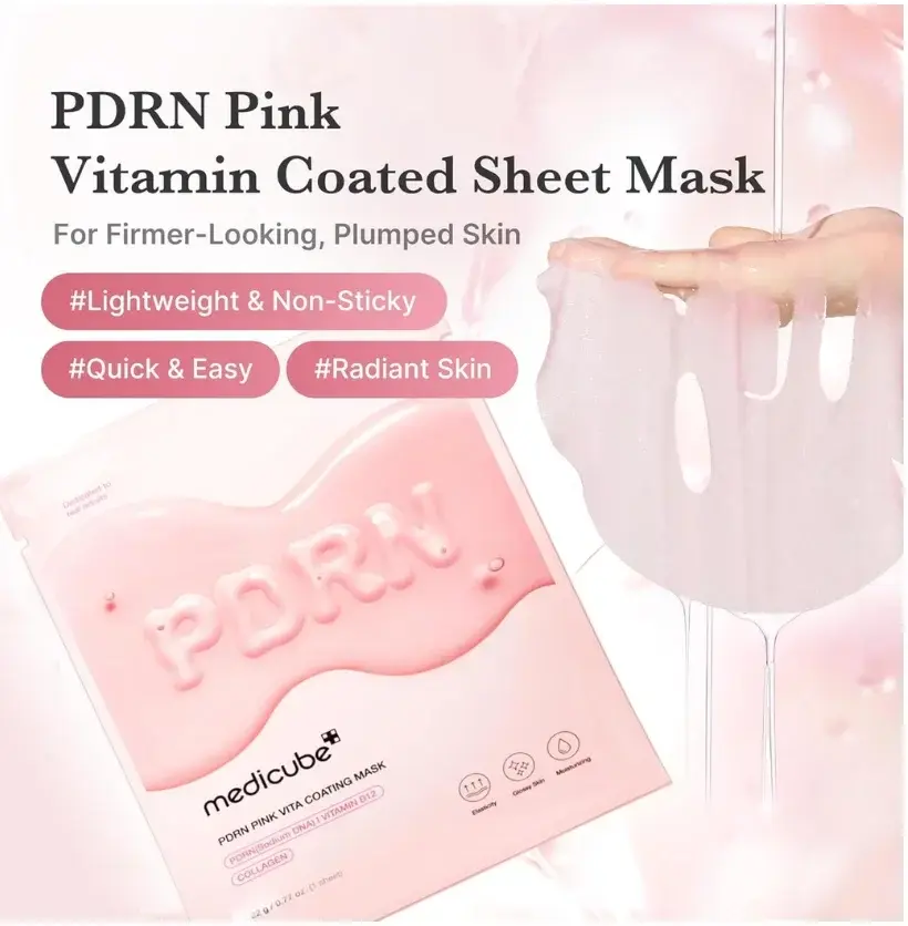 Medicube DNA PDRN Pink Vita Coating Sheet Mask Korean sheet mask for glass skin 22gm