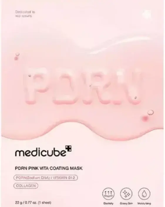 Medicube DNA PDRN Pink Vita Coating Sheet Mask Korean sheet mask for glass skin 22gm