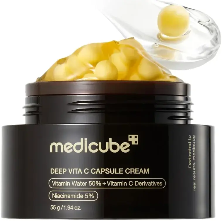 Medicube Korean Vitamin C Capsule Cream Hydrating Brightening Moisturizer for Glowing Skin 55gm