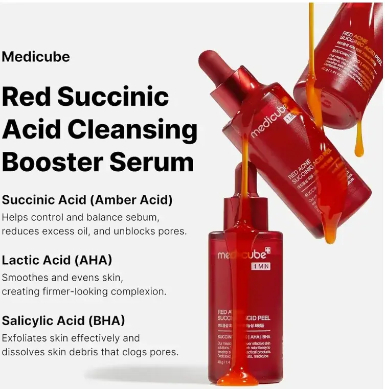 Medicube 21% Acid Wash-off Exfoliant (AHA+BHA+Succinic Acid) Red Line's 1 minute peeling solution for Acne-prone skin, Non-irritating but effective, Korean Skincare 40g