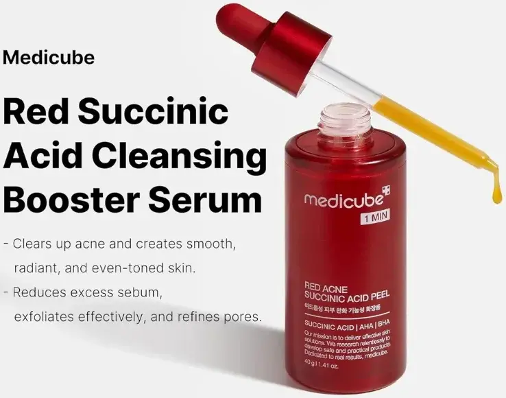 Medicube 21% Acid Wash-off Exfoliant (AHA+BHA+Succinic Acid) Red Line's 1 minute peeling solution for Acne-prone skin, Non-irritating but effective, Korean Skincare 40g