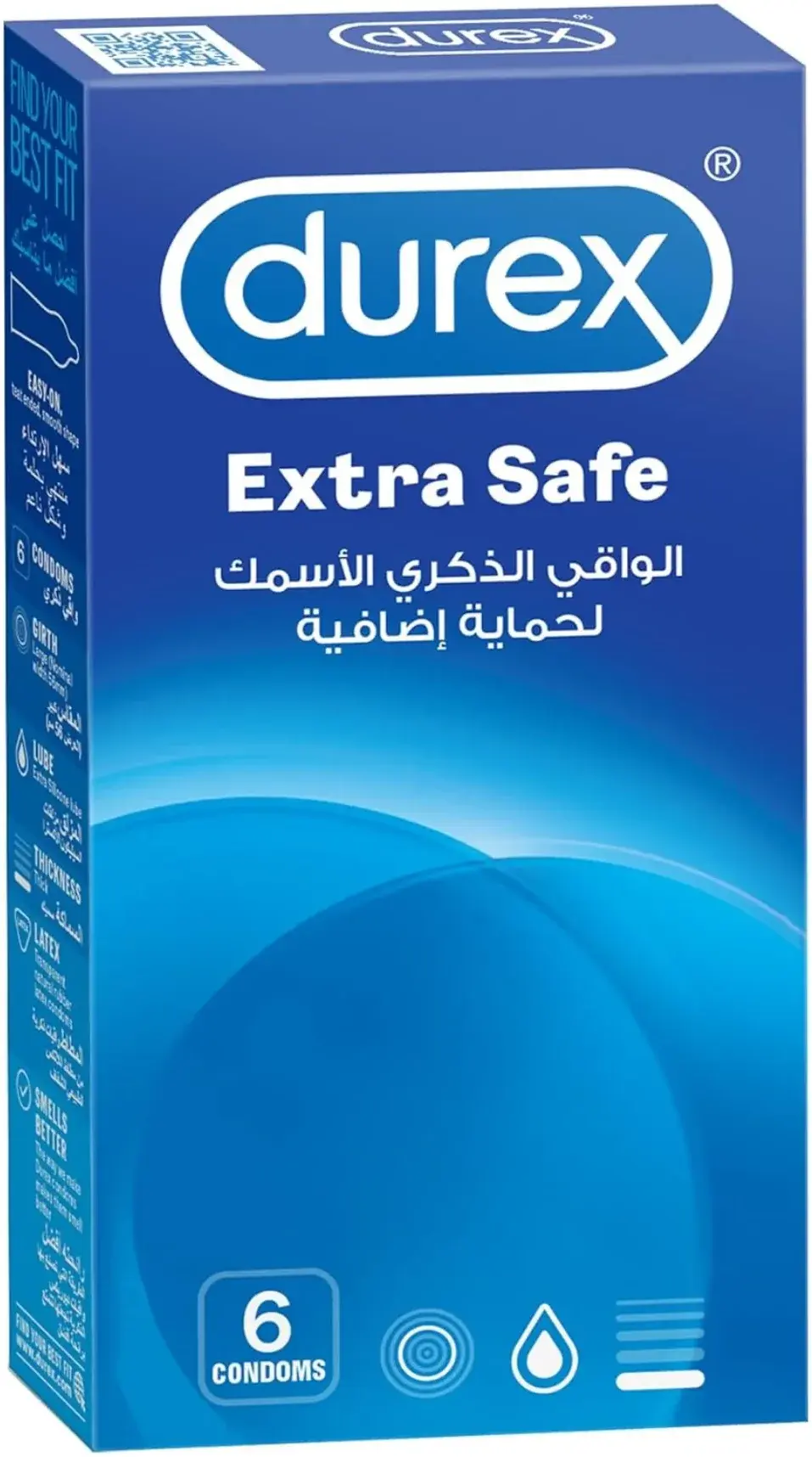 Durex Extra Safe Thicker Extra Lubricated Latex Condoms 6s pack