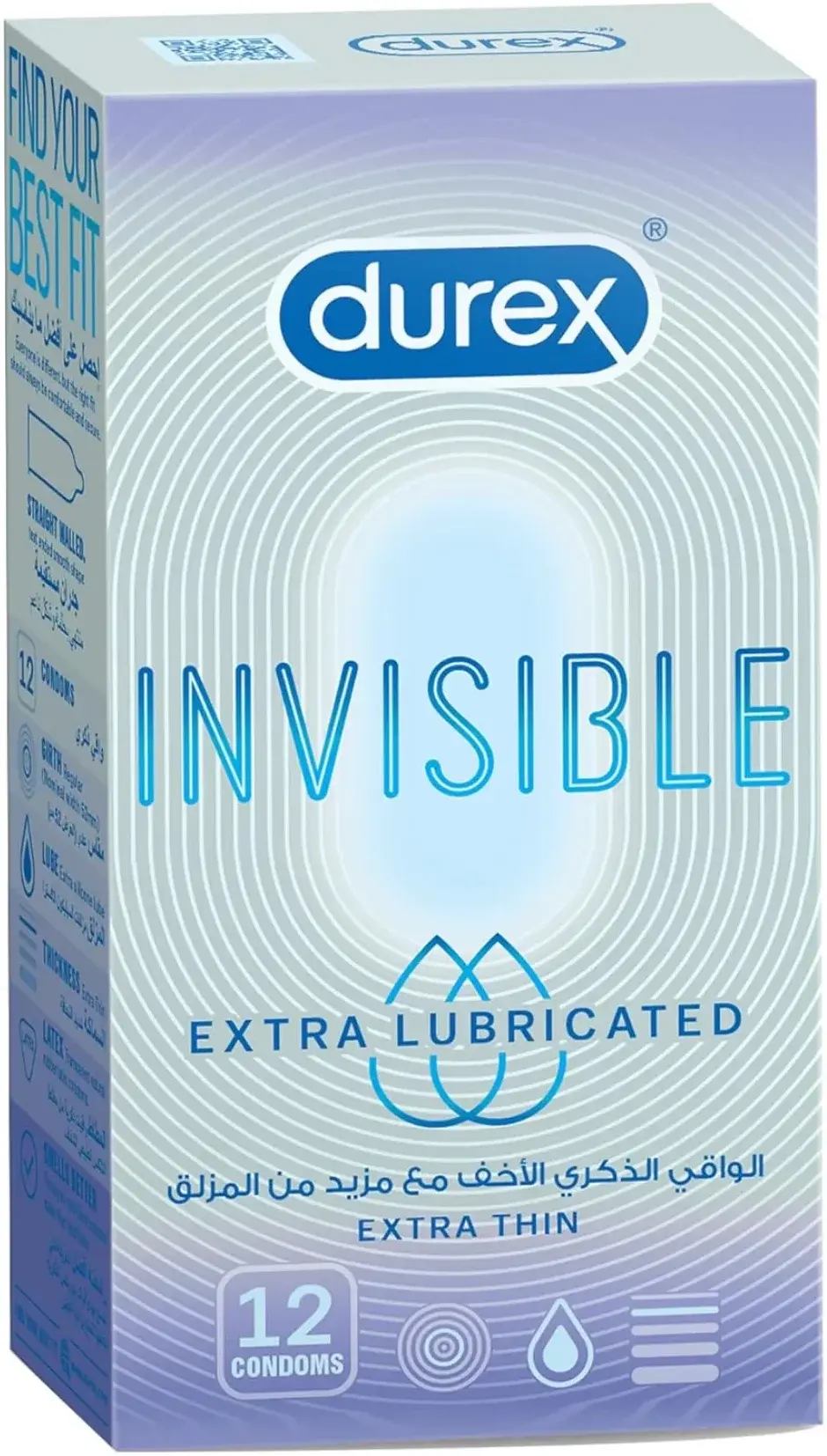 Durex Invisible Extra Thin Latex Condoms 12s pack