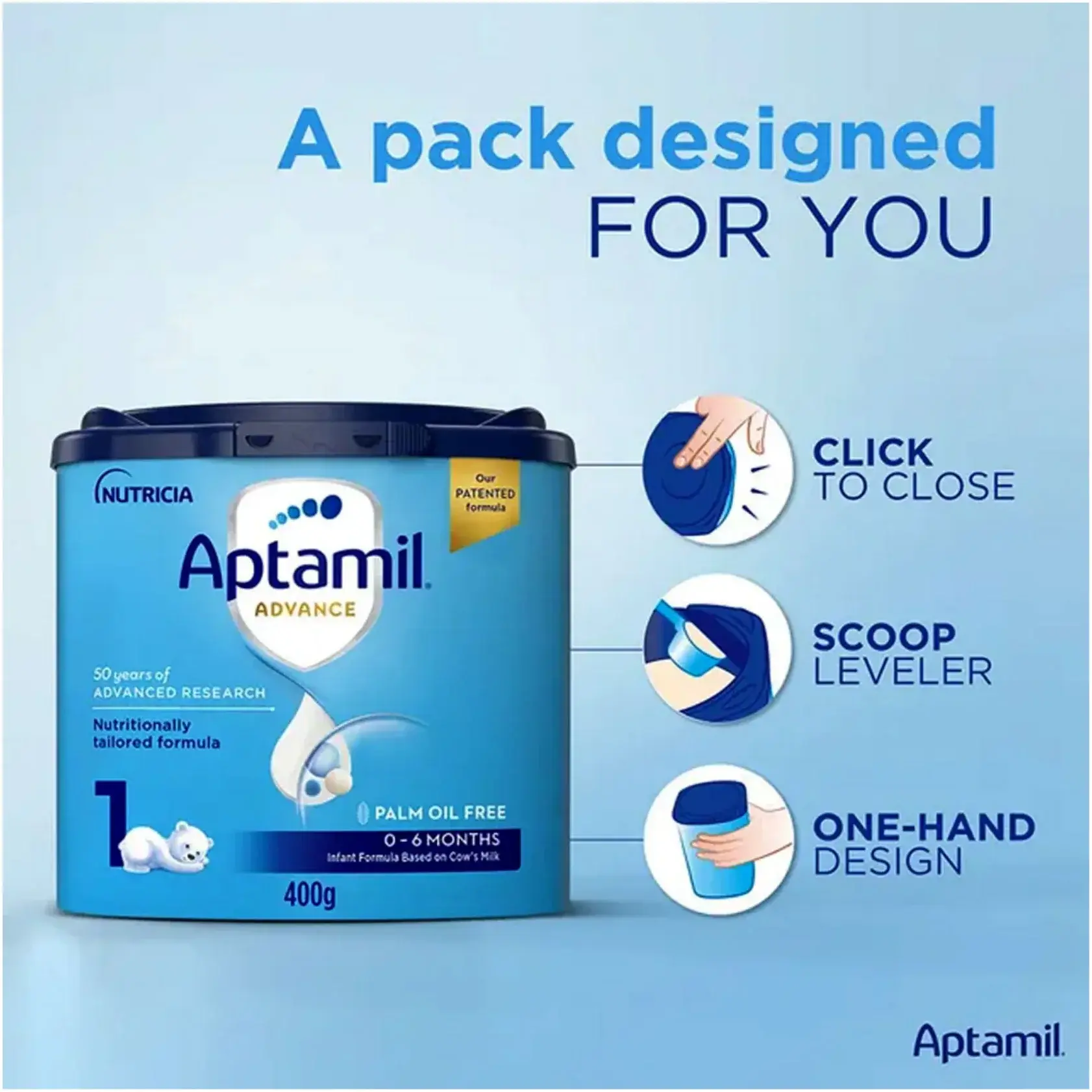 Aptamil Advance Palm Oil-Free Stage 1 Infant Starter Milk Formula 400g