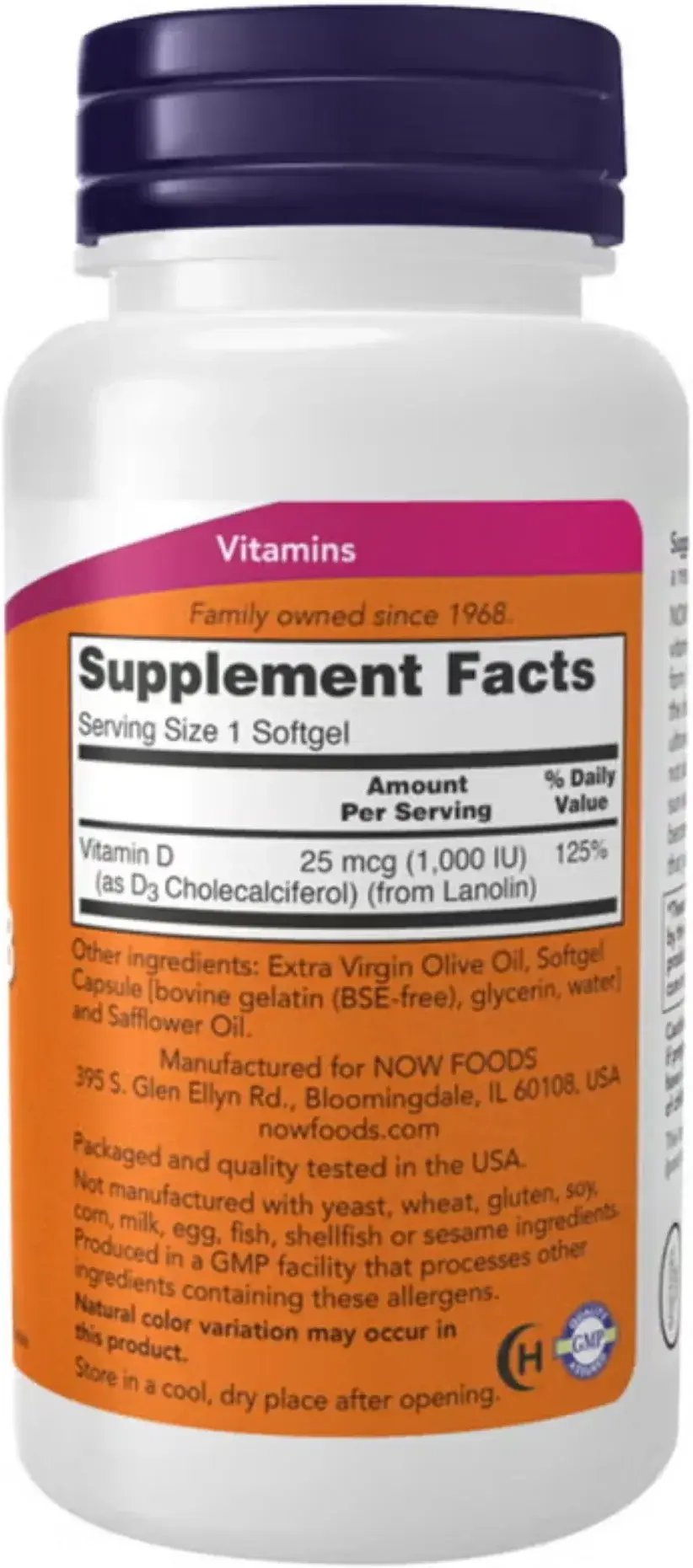 Now Vitamin D3 1000 IU Bone & Immune Health Softgels 180s
