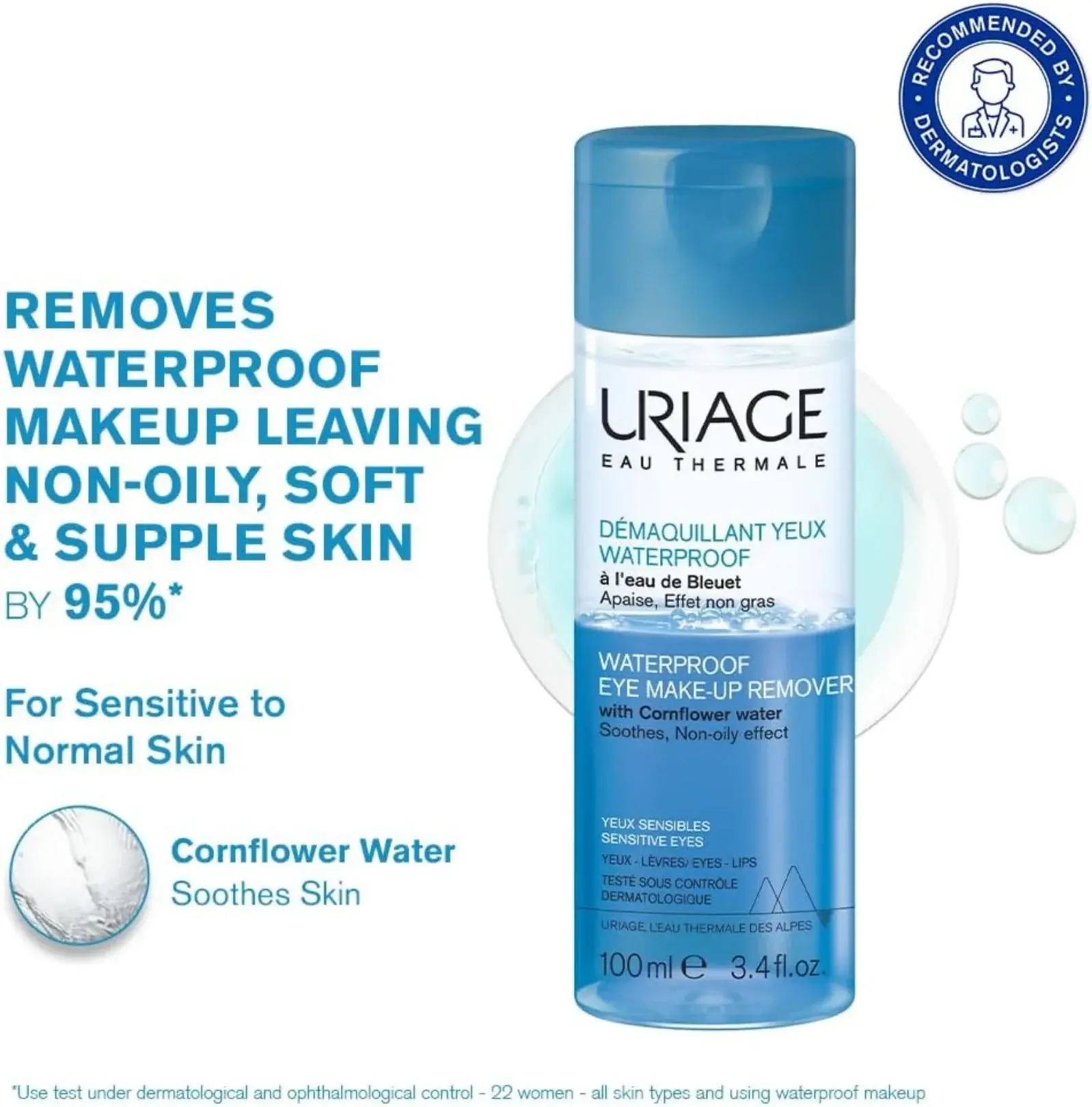 Uriage Waterproof Eye Makeup Remover for Sensitive Eyes 100ml