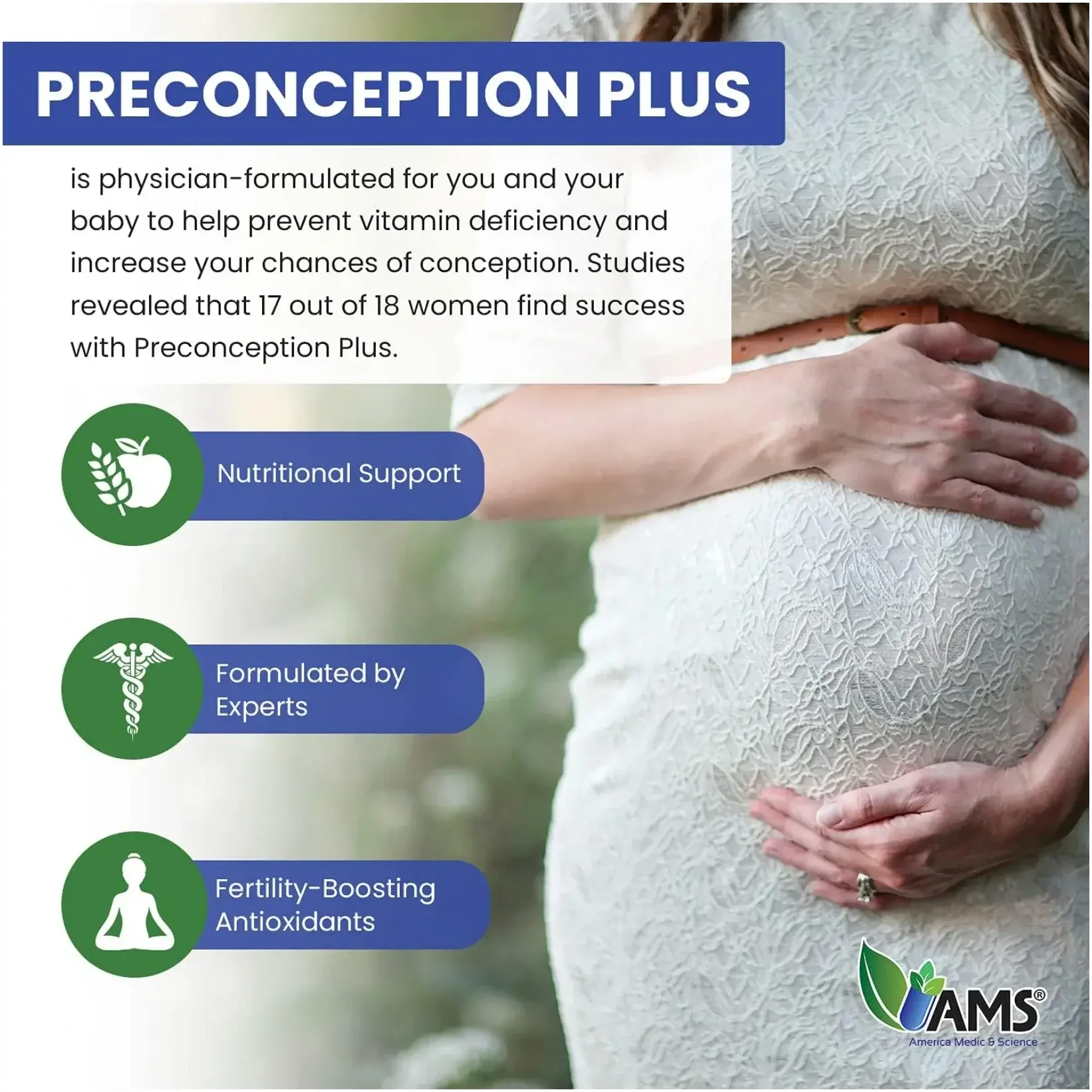 AMS Preconception Plus Fertility & Prenatal Support Tablets 180s