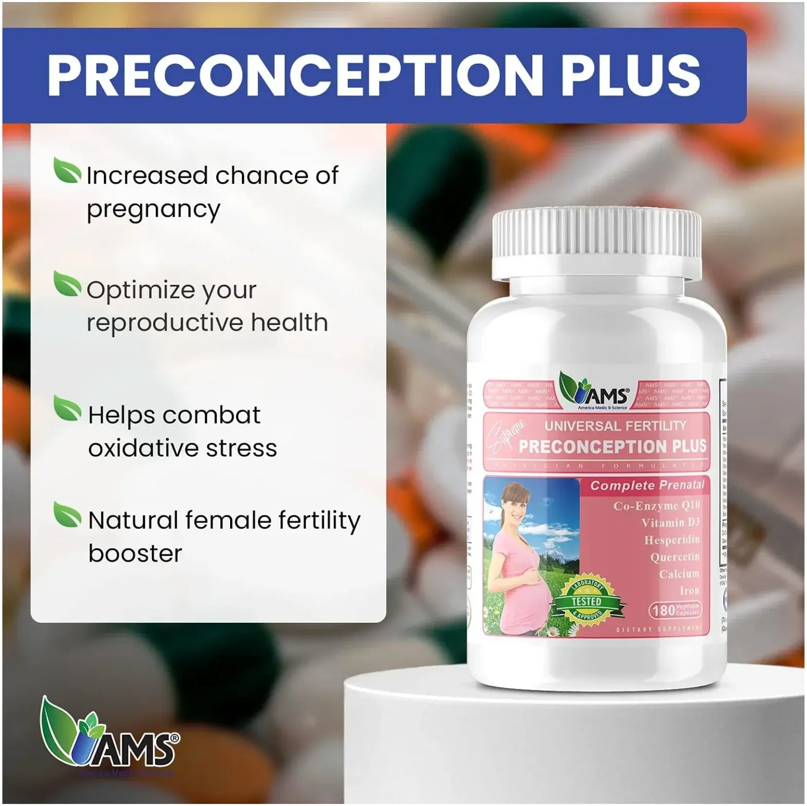 AMS Preconception Plus Fertility & Prenatal Support Tablets 180s