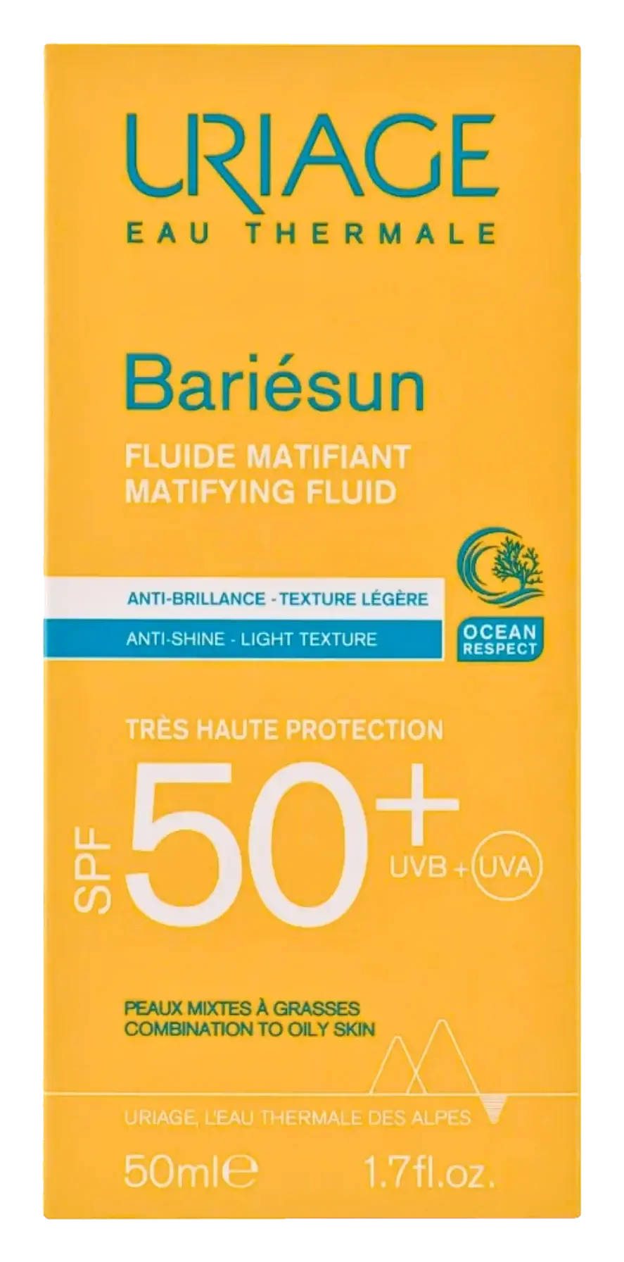 Uriage Bariesun SPF50+ Mattifying Sunscreen Fluid for Oily Skin 50ml pack