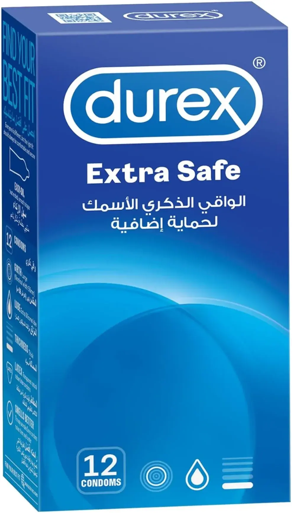 Durex Extra Safe Thicker Extra Lubricated Latex Condoms 12s pack