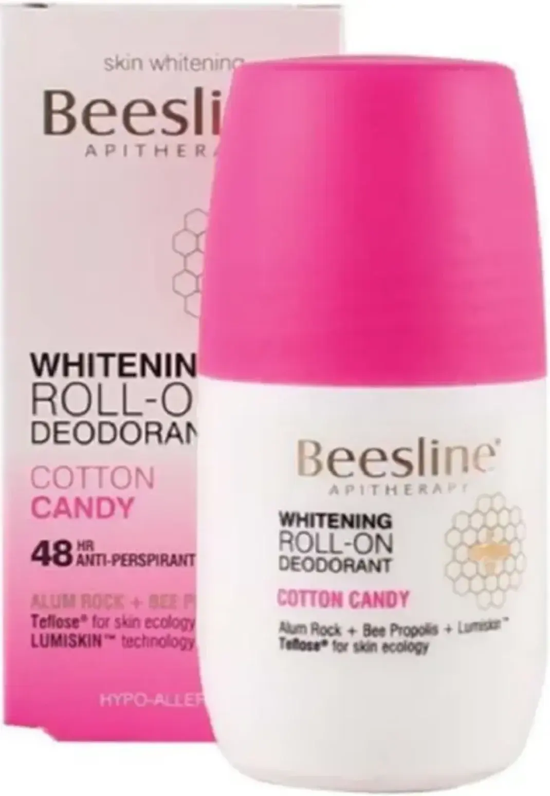 Beesline Whitening Cotton Candy Deodorant Roll-On 50ml pack