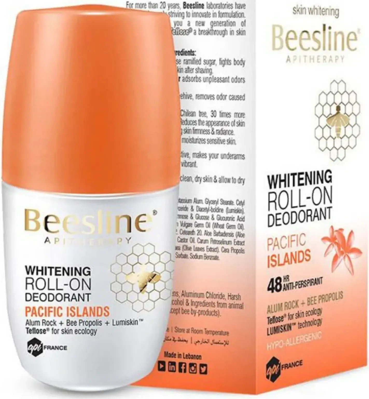 Beesline Whitening Pacific Islands Deodorant Roll-On 50ml pack