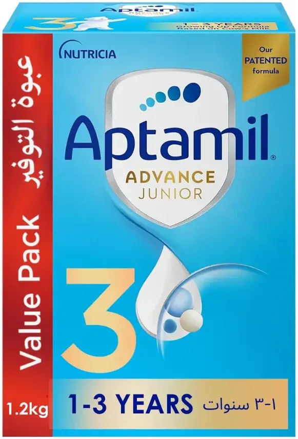 Aptamil Advance Junior Vanilla Palm Oil-Free Stage 3 Growing-Up Formula 1200g pack