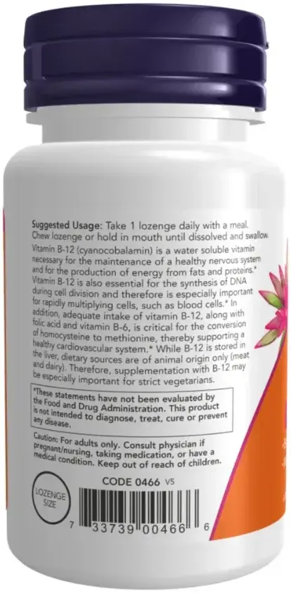 Now Vitamin B12 1000mcg Energy & Nerve Support Lozenges 100s