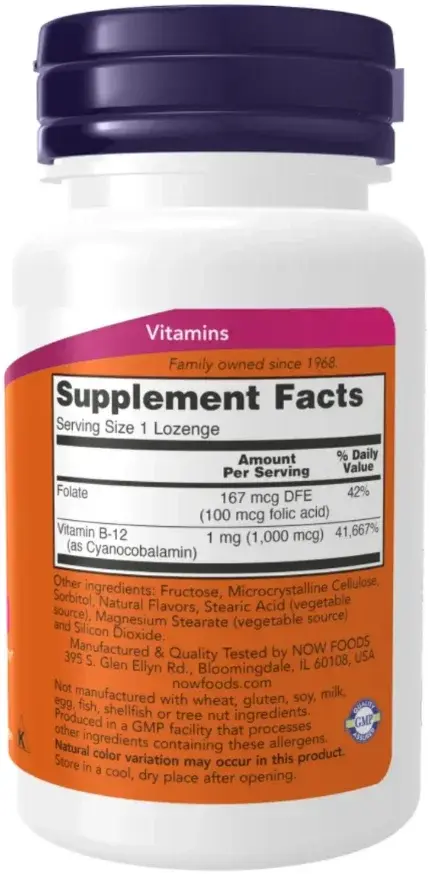 Now Vitamin B12 1000mcg Energy & Nerve Support Lozenges 100s