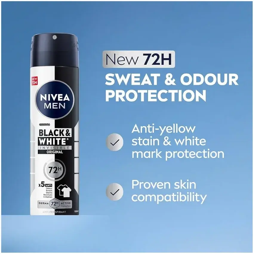 Nivea Men Invisible Black & White Antiperspirant Deodorant Spray 150mL
