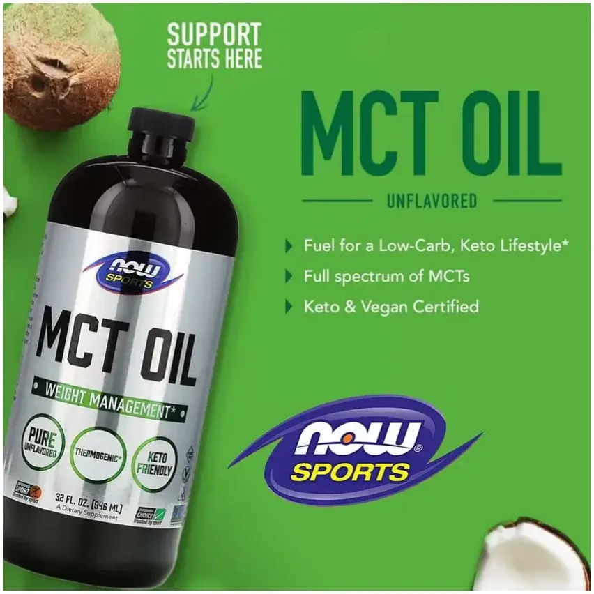 Now MCT 100 Pure Unflavored Medium Chain Triglyceride Oil 946mL