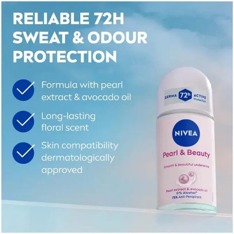 Nivea Pearl & Beauty Antiperspirant Deodorant Roll-On 50mL