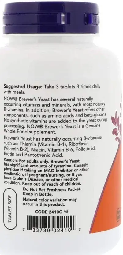 Now Brewer's Yeast Nutritional Supplement Tablets 650mg 200s
