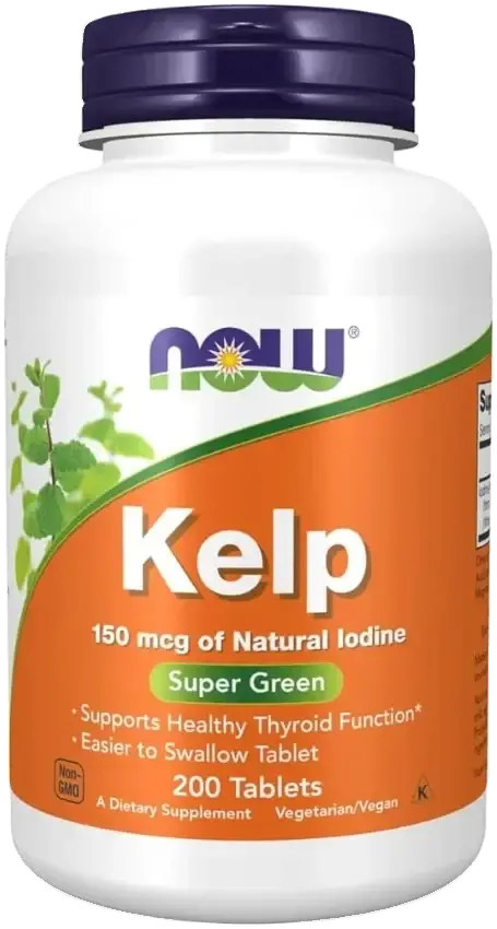 Now Kelp Thyroid Support Supplement Tablets 150mcg 200s pack