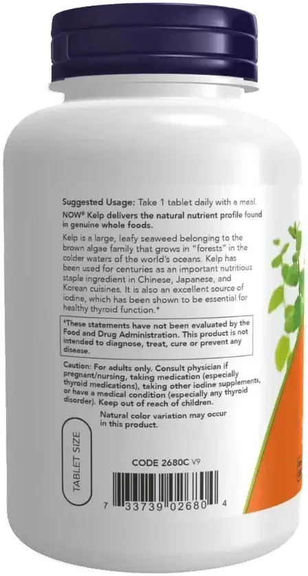 Now Kelp Thyroid Support Supplement Tablets 150mcg 200s