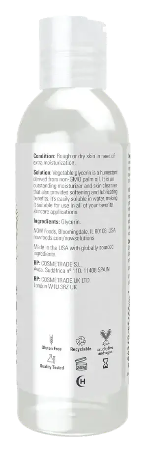 Now Solutions Organic Vegetable Glycerine for Skin & Hair 118mL