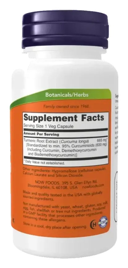 Now Curcumin Anti-Inflammatory Herbal Supplement Capsules 60s