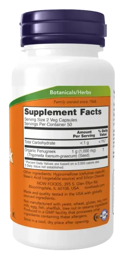 Now Fenugreek Blood Sugar & Digestive Support Capsules 500mg 100s