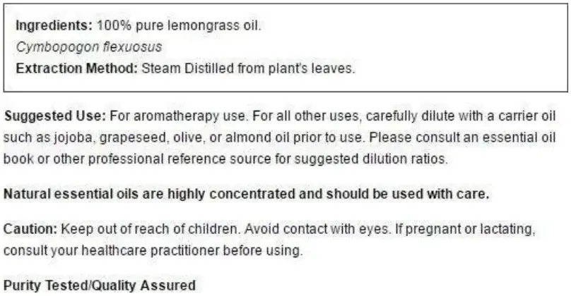 Now 100% Pure Lemongrass Essential Oil 30mL
