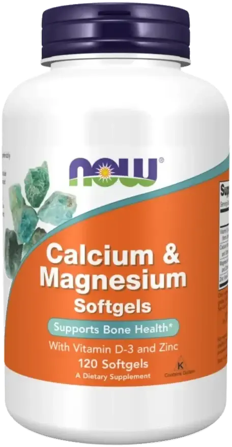 Now Calcium Magnesium with Vitamin D3 & Zinc Bone Support Softgels 120s pack