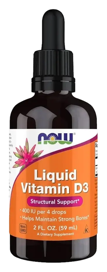 Now Vitamin D3 400IU Bone Support Liquid Drops 59mL pack