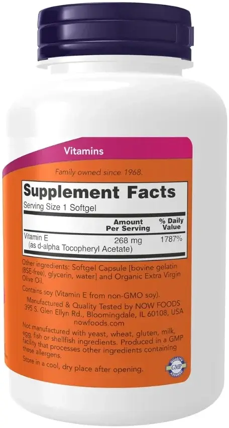 Now Vitamin E 400IU Antioxidant with Selenium & Mixed Tocopherols Softgels 30s