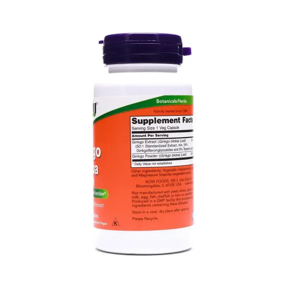 Now Ginkgo Biloba Cognitive Function Support Capsules 60mg 60s