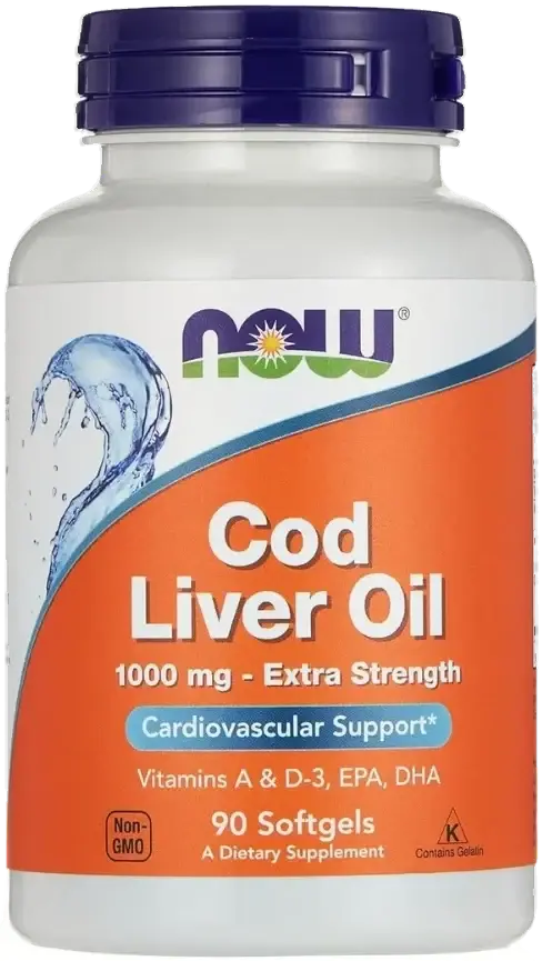 Now Cod Liver Oil Cardiovascular Support Softgels 1000mg 90s pack