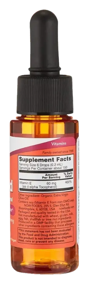 Now Vitamin E D-Alpha Tocopherol Antioxidant Liquid 30mL