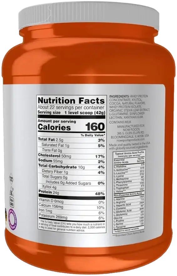 Now Sports Dutch Chocolate Whey Protein Powder 907g