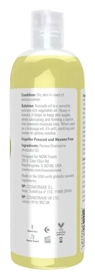 Now Solutions Avocado Moisturising Oil for Skin & Hair 118mL