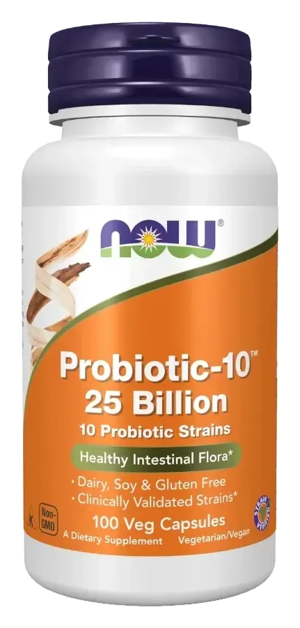 Now Probiotic-10 25 Billion CFU Intestinal Flora Support Capsules 100s pack