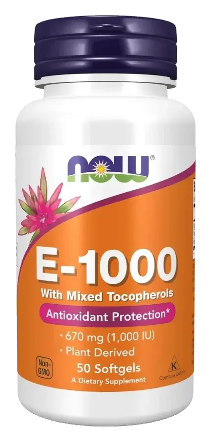 Now Vitamin E Antioxidant with Mixed Tocopherols Softgels 670mg 50s pack