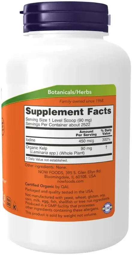 Now Organic Kelp Thyroid & Iodine Support Superfood Powder 227g