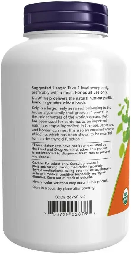 Now Organic Kelp Thyroid & Iodine Support Superfood Powder 227g