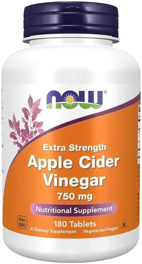 Now Extra Strength Apple Cider Vinegar Supplement Tablets 750mg 180s pack