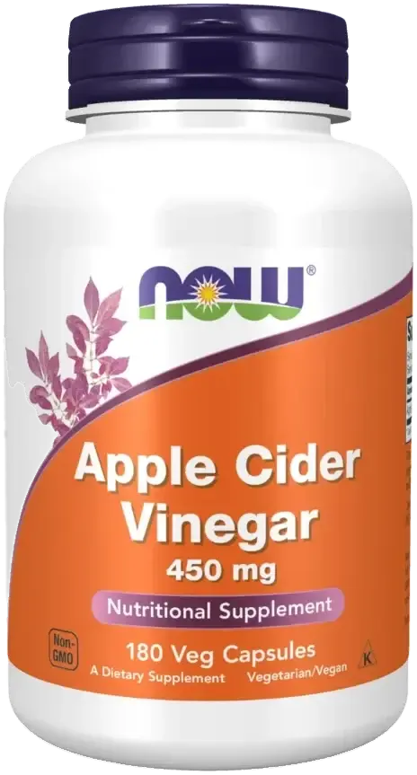Now Apple Cider Vinegar Supplement Capsules 450mg 180s pack