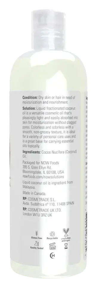 Now Solutions Pure Fractionated Liquid Coconut Oil 473mL