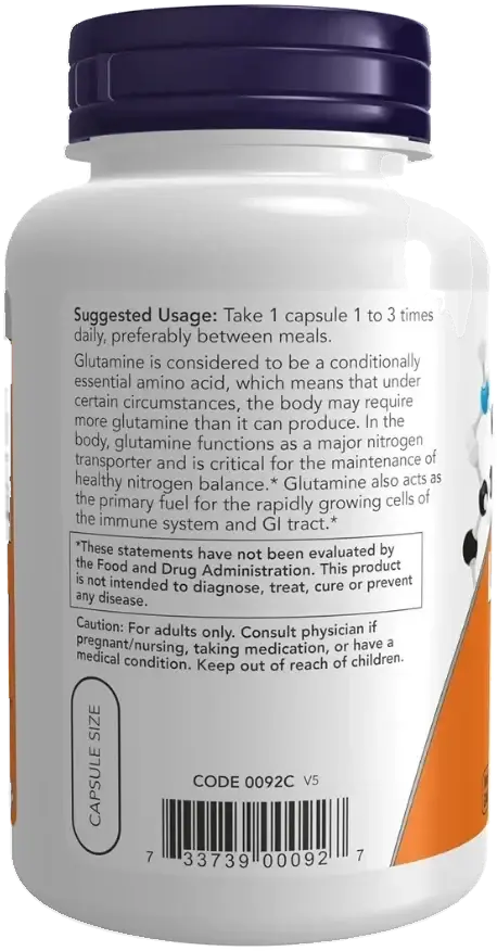 Now L-Glutamine Immunity & Gut Support Capsules 500mg 120s