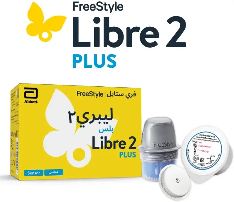 FreeStyle Libre 2 Plus sensor kit box with the sensor and applicator