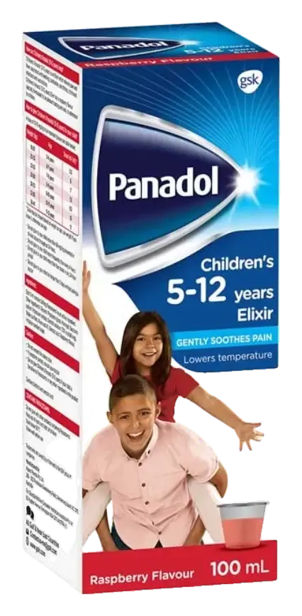 Children's Panadol 5–12 years Elixir 100 mL pack