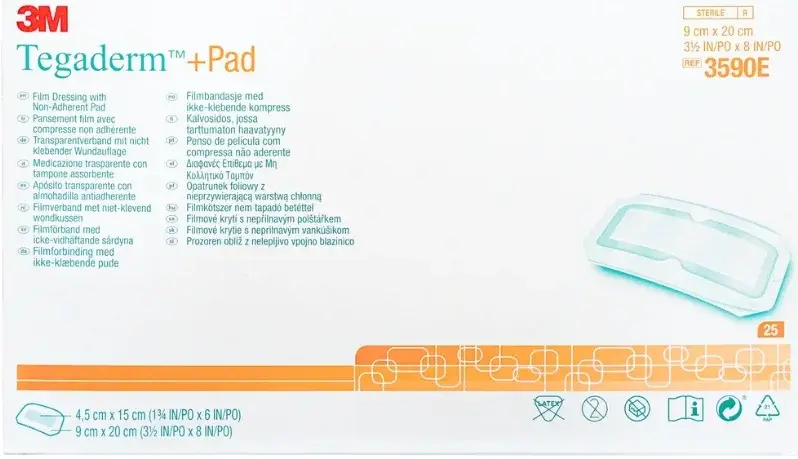 3M Tegaderm + Pad Wound Dressing 9cmx20cm 25s pack