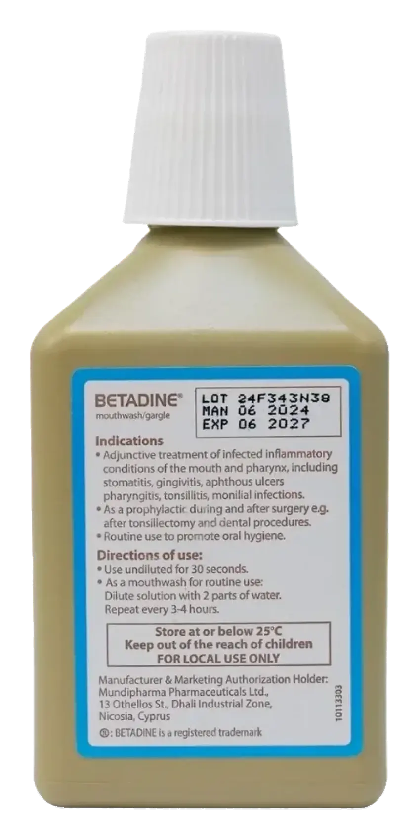 Betadine Povidone-Iodine Antiseptic Gargle & Mouthwash 250ml